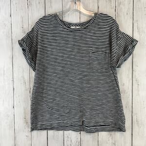 Vineyard Vines Black/White Striped Short Sleeve Knit Tee with Pocket Size Small